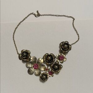 Forever 21 Gold and Pink Floral Necklace